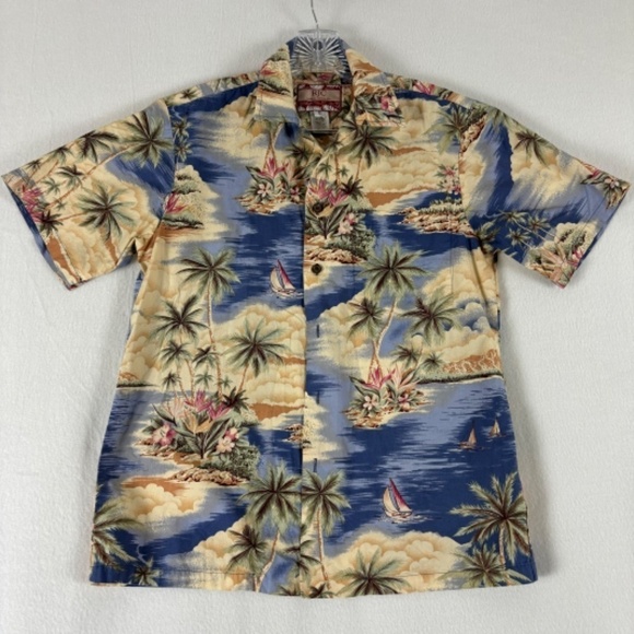 RJC Hawaiian Other - Vintage RJC Hawaiian Shirt Mens S Tropical Beach Scene Short Sleeve Sail Floral